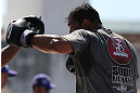 RIO DE JANEIRO, BRAZIL - OCTOBER 10:  Antonio Rodrigo "Minotauro" Nogeuira works out for fans and media during an open training session ahead of UFC 153 at Arcos da Lapa: Praca Cardeal Camara on October 10, 2012 in Rio de Janeiro, Brazil.  (Photo by Josh Hedges/Zuffa LLC/Zuffa LLC via Getty Images)