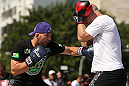 RIO DE JANEIRO, BRAZIL - OCTOBER 10:  Glover Teixeira works out for fans and media during an open training session ahead of UFC 153 at Arcos da Lapa: Praca Cardeal Camara on October 10, 2012 in Rio de Janeiro, Brazil.  (Photo by Josh Hedges/Zuffa LLC/Zuffa LLC via Getty Images)