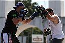 RIO DE JANEIRO, BRAZIL - OCTOBER 10:  Glover Teixeira works out for fans and media during an open training session ahead of UFC 153 at Arcos da Lapa: Praca Cardeal Camara on October 10, 2012 in Rio de Janeiro, Brazil.  (Photo by Josh Hedges/Zuffa LLC/Zuffa LLC via Getty Images)