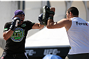 RIO DE JANEIRO, BRAZIL - OCTOBER 10:  Glover Teixeira works out for fans and media during an open training session ahead of UFC 153 at Arcos da Lapa: Praca Cardeal Camara on October 10, 2012 in Rio de Janeiro, Brazil.  (Photo by Josh Hedges/Zuffa LLC/Zuffa LLC via Getty Images)