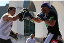 RIO DE JANEIRO, BRAZIL - OCTOBER 10:  Glover Teixeira works out for fans and media during an open training session ahead of UFC 153 at Arcos da Lapa: Praca Cardeal Camara on October 10, 2012 in Rio de Janeiro, Brazil.  (Photo by Josh Hedges/Zuffa LLC/Zuffa LLC via Getty Images)
