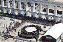 RIO DE JANEIRO, BRAZIL - OCTOBER 10: A general view of the venue before the UFC 153 open workouts at Arcos da Lapa: Praca Cardeal Camara on October 10, 2012 in Rio de Janeiro, Brazil.