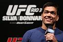 RIO DE JANEIRO, BRAZIL - OCTOBER 12:  Lyoto Machida interacts with fans during a Q&A session before the UFC 153 weigh in at HSBC Arena on October 12, 2012 in Rio de Janeiro, Brazil.  (Photo by Josh Hedges/Zuffa LLC/Zuffa LLC via Getty Images)