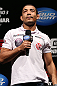 RIO DE JANEIRO, BRAZIL - OCTOBER 12:  Jose Aldo interacts with fans during a Q&A session before the UFC 153 weigh in at HSBC Arena on October 12, 2012 in Rio de Janeiro, Brazil.  (Photo by Josh Hedges/Zuffa LLC/Zuffa LLC via Getty Images)