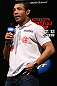 RIO DE JANEIRO, BRAZIL - OCTOBER 12:  Jose Aldo interacts with fans during a Q&A session before the UFC 153 weigh in at HSBC Arena on October 12, 2012 in Rio de Janeiro, Brazil.  (Photo by Josh Hedges/Zuffa LLC/Zuffa LLC via Getty Images)