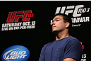 RIO DE JANEIRO, BRAZIL - OCTOBER 12:  Lyoto Machida interacts with fans during a Q&A session before the UFC 153 weigh in at HSBC Arena on October 12, 2012 in Rio de Janeiro, Brazil.  (Photo by Josh Hedges/Zuffa LLC/Zuffa LLC via Getty Images)