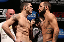 RIO DE JANEIRO, BRAZIL - OCTOBER 12:  (L-R) Opponents Rony "Jason" Mariano Bezerra and Sam Sicilia face off during the UFC 153 weigh in at HSBC Arena on October 12, 2012 in Rio de Janeiro, Brazil.  (Photo by Josh Hedges/Zuffa LLC/Zuffa LLC via Getty Images)
