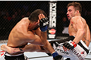RIO DE JANEIRO, BRAZIL - OCTOBER 13:  (R-L) Cristiano Marcello kicks Reza Madadi during their lightweight fight at UFC 153 inside HSBC Arena on October 13, 2012 in Rio de Janeiro, Brazil.  (Photo by Josh Hedges/Zuffa LLC/Zuffa LLC via Getty Images)