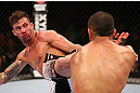 RIO DE JANEIRO, BRAZIL - OCTOBER 13:  (L-R) Cristiano Marcello kicks Reza Madadi during their lightweight fight at UFC 153 inside HSBC Arena on October 13, 2012 in Rio de Janeiro, Brazil.  (Photo by Josh Hedges/Zuffa LLC/Zuffa LLC via Getty Images)