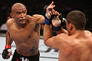 RIO DE JANEIRO, BRAZIL - OCTOBER 13:  (L-R) Sergio Moraes punches Renee Forte during their welterweight fight at UFC 153 inside HSBC Arena on October 13, 2012 in Rio de Janeiro, Brazil.  (Photo by Josh Hedges/Zuffa LLC/Zuffa LLC via Getty Images)