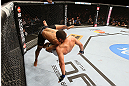 RIO DE JANEIRO, BRAZIL - OCTOBER 13:  (L-R) Sergio Moraes takes down Renee Forte during their welterweight fight at UFC 153 inside HSBC Arena on October 13, 2012 in Rio de Janeiro, Brazil.  (Photo by Josh Hedges/Zuffa LLC/Zuffa LLC via Getty Images)