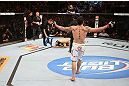 RIO DE JANEIRO, BRAZIL - OCTOBER 13:  Rony "Jason" Mariano Bezerra reacts after knocking out Sam Sicilia during their featherweight fight at UFC 153 inside HSBC Arena on October 13, 2012 in Rio de Janeiro, Brazil.  (Photo by Josh Hedges/Zuffa LLC/Zuffa LLC via Getty Images)