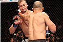 RIO DE JANEIRO, BRAZIL - OCTOBER 13:  (R-L) Glover Teixeira punches Fabio Maldonado during their light heavyweight fight at UFC 153 inside HSBC Arena on October 13, 2012 in Rio de Janeiro, Brazil.  (Photo by Josh Hedges/Zuffa LLC/Zuffa LLC via Getty Images)