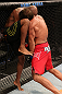 RIO DE JANEIRO, BRAZIL - OCTOBER 13:  (L-R) Anderson Silva knees Stephan Bonnar during their light heavyweight fight at UFC 153 inside HSBC Arena on October 13, 2012 in Rio de Janeiro, Brazil.  (Photo by Josh Hedges/Zuffa LLC/Zuffa LLC via Getty Images)