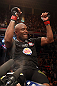 RIO DE JANEIRO, BRAZIL - OCTOBER 13:  Anderson Silva reacts after his TKO victory over Stephan Bonnar during their light heavyweight fight at UFC 153 inside HSBC Arena on October 13, 2012 in Rio de Janeiro, Brazil.  (Photo by Josh Hedges/Zuffa LLC/Zuffa LLC via Getty Images)