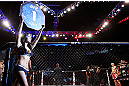 RIO DE JANEIRO, BRAZIL - OCTOBER 13:  UFC Octagon Girl Arianny Celeste introduces a round at UFC 153 inside HSBC Arena on October 13, 2012 in Rio de Janeiro, Brazil.  (Photo by Josh Hedges/Zuffa LLC/Zuffa LLC via Getty Images)