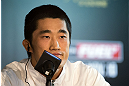 HONG KONG - NOVEMBER 07:  Dong Hyun Kim speaks during a UFC press conference at Harbour City Mall on November 7, 2012 in Hong Kong, Hong Kong.  (Photo by Josh Hedges/Zuffa LLC/Zuffa LLC via Getty Images)