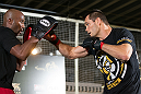 HONG KONG - NOVEMBER 07:  Rich Franklin works out for media and fans during a UFC open workout session at Harbour City Mall on November 7, 2012 in Hong Kong, Hong Kong.  (Photo by Josh Hedges/Zuffa LLC/Zuffa LLC via Getty Images)