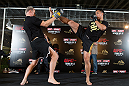 HONG KONG - NOVEMBER 07:  Cung Le works out for media and fans during a UFC open workout session at Harbour City Mall on November 7, 2012 in Hong Kong, Hong Kong.  (Photo by Josh Hedges/Zuffa LLC/Zuffa LLC via Getty Images)