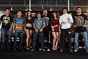 HONG KONG - NOVEMBER 07:  UFC fighters and Octagon girls pose for photos during a UFC press conference at Harbour City Mall on November 7, 2012 in Hong Kong, Hong Kong.  (Photo by Josh Hedges/Zuffa LLC/Zuffa LLC via Getty Images)