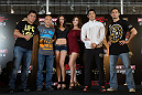 HONG KONG - NOVEMBER 07:  UFC fighters and Octagon girls pose for photos during a UFC press conference at Harbour City Mall on November 7, 2012 in Hong Kong, Hong Kong.  (Photo by Josh Hedges/Zuffa LLC/Zuffa LLC via Getty Images)
