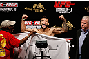 MACAU, MACAU - NOVEMBER 09:  John Lineker makes weight during the UFC Macau weigh in at Cotai Arena on November 9, 2012 in Macau, Macau.  (Photo by Josh Hedges/Zuffa LLC/Zuffa LLC via Getty Images)