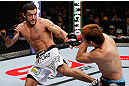 MACAU, MACAU - NOVEMBER 10: (L-R) Tom DeBlass kicks Riki Fukuda during their middleweight bout at the UFC Macao event inside CotaiArena on November 10, 2012 in Macau, Macau. (Photo by Josh Hedges/Zuffa LLC/Zuffa LLC via Getty Images)
