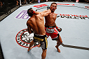 MACAU, MACAU - NOVEMBER 10: (L-R) John Lineker punches Yasuhiro Urushitani during their flyweight bout at the UFC Macao event inside CotaiArena on November 10, 2012 in Macau, Macau. (Photo by Josh Hedges/Zuffa LLC/Zuffa LLC via Getty Images)