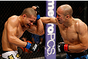 MACAU, MACAU - NOVEMBER 10: (R-L) Tiequan Zhang punches Jon Tuck during their lightweight bout at the UFC Macao event inside CotaiArena on November 10, 2012 in Macau, Macau. (Photo by Josh Hedges/Zuffa LLC/Zuffa LLC via Getty Images)