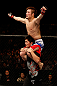 MACAU, MACAU - NOVEMBER 10: Takanori Gomi reacts after the conclusion of the third round of his lightweight bout against Mac Danzig at the UFC Macao event inside CotaiArena on November 10, 2012 in Macau, Macau. (Photo by Josh Hedges/Zuffa LLC/Zuffa LLC via Getty Images)