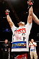 MACAU, MACAU - NOVEMBER 10: Dong Hyun Kim reacts after defeating Paulo Thiago during their welterweight bout at the UFC Macao event inside CotaiArena on November 10, 2012 in Macau, Macau. (Photo by Josh Hedges/Zuffa LLC/Zuffa LLC via Getty Images)