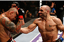 MACAU, MACAU - NOVEMBER 10: (R-L) Stanislav Nedkov punches Thiago Silva during their light heavyweight bout at the UFC Macao event inside CotaiArena on November 10, 2012 in Macau, Macau. (Photo by Josh Hedges/Zuffa LLC/Zuffa LLC via Getty Images)