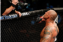 MACAU, MACAU - NOVEMBER 10: Thiago Silva reacts after defeating Stanislav Nedkov during their light heavyweight bout at the UFC Macao event inside CotaiArena on November 10, 2012 in Macau, Macau. (Photo by Josh Hedges/Zuffa LLC/Zuffa LLC via Getty Images)