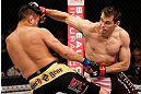 MACAU, MACAU - NOVEMBER 10: (R-L) Rich Franklin punches Cung Le during their middleweight bout at the UFC Macao event inside CotaiArena on November 10, 2012 in Macau, Macau. (Photo by Josh Hedges/Zuffa LLC/Zuffa LLC via Getty Images)