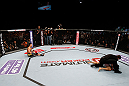 MACAU, MACAU - NOVEMBER 10: Cung Le (L) reacts after knocking out Rich Franklin during their middleweight bout at the UFC Macao event inside CotaiArena on November 10, 2012 in Macau, Macau. (Photo by Josh Hedges/Zuffa LLC/Zuffa LLC via Getty Images)