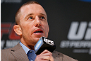 MONTREAL, CANADA - NOVEMBER 14:  Georges St-Pierre interacts with media and fans during the final pre-fight press conference ahead of UFC 154 at New City Gas on November 14, 2012 in Montreal, Quebec, Canada.  (Photo by Josh Hedges/Zuffa LLC/Zuffa LLC via Getty Images)