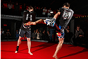 MONTREAL, CANADA - NOVEMBER 15:  Carlos Condit works out for media and fans during an open training session ahead of UFC 154 at New City Gas on November 15, 2012 in Montreal, Quebec, Canada.  (Photo by Josh Hedges/Zuffa LLC/Zuffa LLC via Getty Images)