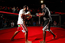 MONTREAL, CANADA - NOVEMBER 15:  Johny Hendricks works out for media and fans during an open training session ahead of UFC 154 at New City Gas on November 15, 2012 in Montreal, Quebec, Canada.  (Photo by Josh Hedges/Zuffa LLC/Zuffa LLC via Getty Images)