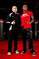 MONTREAL, CANADA - NOVEMBER 15:  (L-R) Teammates Georges St-Pierre and Francis Carmont pose for photos during an open training session ahead of UFC 154 at New City Gas on November 15, 2012 in Montreal, Quebec, Canada.  (Photo by Josh Hedges/Zuffa LLC/Zuffa LLC via Getty Images)