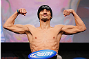 MONTREAL, CANADA - NOVEMBER 16:  Pablo Garza weighs in during the official UFC 154 weigh in at New City Gas on November 16, 2012 in Montreal, Quebec, Canada.  (Photo by Josh Hedges/Zuffa LLC/Zuffa LLC via Getty Images)