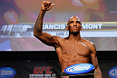 MONTREAL, CANADA - NOVEMBER 16: Francis Carmont weighs in during the official UFC 154 weigh in at New City Gas on November 16, 2012 in Montreal, Quebec, Canada. (Photo by Josh Hedges/Zuffa LLC/Zuffa LLC via Getty Images)