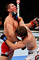 MONTREAL, QC - NOVEMBER 17:  Darren Elkins (white shorts) fights against Steven Siler in their featherweight bout during UFC 154 on November 17, 2012  at the Bell Centre in Montreal, Canada.  (Photo by Josh Hedges/Zuffa LLC/Zuffa LLC via Getty Images)