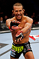 MONTREAL, QC - NOVEMBER 17:  Ivan Menjivar celebrates after defeating Azamat Gashimov to win their bantamweight bout during UFC 154 on November 17, 2012  at the Bell Centre in Montreal, Canada.  (Photo by Josh Hedges/Zuffa LLC/Zuffa LLC via Getty Images)