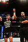MONTREAL, QC - NOVEMBER 17:  Antonio Carvalho (L) celebrates after winning a in a split decision against Rodrigo Damm in their featherweight bout during UFC 154 on November 17, 2012  at the Bell Centre in Montreal, Canada.  (Photo by Josh Hedges/Zuffa LLC/Zuffa LLC via Getty Images)