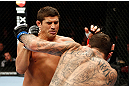 MONTREAL, QC - NOVEMBER 17:  Alessio Sakara (R) throws a punch against Patrick Cote in their middleweight bout during UFC 154 on November 17, 2012  at the Bell Centre in Montreal, Canada.  (Photo by Josh Hedges/Zuffa LLC/Zuffa LLC via Getty Images)