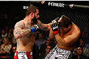 MONTREAL, QC - NOVEMBER 17:  Alessio Sakara (L) throws a punch against Patrick Cote during their middleweight bout during UFC 154 on November 17, 2012  at the Bell Centre in Montreal, Canada.  (Photo by Josh Hedges/Zuffa LLC/Zuffa LLC via Getty Images)