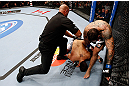 MONTREAL, QC - NOVEMBER 17:  Referee Dan Miragliotta calls the fight after Alessio Sakara (R) punched Patrick Cote in the back of the head multiple times during their middleweight bout during UFC 154 on November 17, 2012  at the Bell Centre in Montreal, Canada. Sakara was later disqualified for the illegal punches.  (Photo by Josh Hedges/Zuffa LLC/Zuffa LLC via Getty Images)