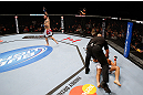 MONTREAL, QC - NOVEMBER 17:  Referee Dan Miragliotta calls the fight after Alessio Sakara (L) punched Patrick Cote in the back of the head multiple times during their middleweight bout during UFC 154 on November 17, 2012  at the Bell Centre in Montreal, Canada. Sakara was later disqualified for the illegal punches.  (Photo by Josh Hedges/Zuffa LLC/Zuffa LLC via Getty Images)