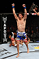 MONTREAL, QC - NOVEMBER 17:  Pablo Garza reacts after fighting against Mark Hominick in their featherweight bout during UFC 154 on November 17, 2012  at the Bell Centre in Montreal, Canada.  (Photo by Josh Hedges/Zuffa LLC/Zuffa LLC via Getty Images)