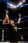 MONTREAL, QC - NOVEMBER 17:  Rafael dos Anjos reacts after defeating Mark Bocek to win their lightweight bout during UFC 154 on November 17, 2012  at the Bell Centre in Montreal, Canada.  (Photo by Josh Hedges/Zuffa LLC/Zuffa LLC via Getty Images)